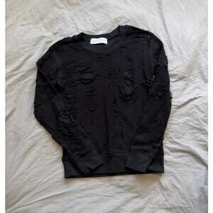 IRO Womens‎ Kismet Textured Frayed Sweater Black Size XS